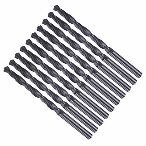 CoCud Drill Bit 5.5mm Cutting Diameter 4241 HSS for Wood 10-Pieces | Nitriding Black 118° Cutting Angle Versatile Bits - (Applications: for Drilling Plastic Wood Soft Metal)