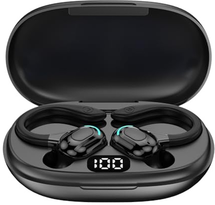 Fangxuee AI Smart Translation Earbuds Earhook Translation Bluetooth Headset Sports Noise Reduction 98% Translation Accuracy Black