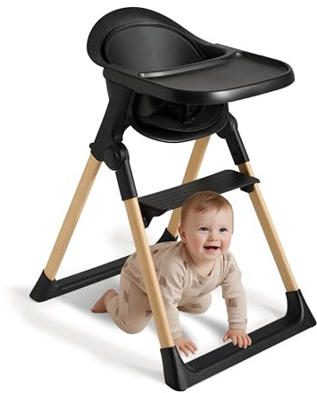 Premium Hochstuhl für Babys & Kleinkinder (ab 6 Monaten) – Verstellbares, klappbares Design mit Salbeigrünem Sitzkissen und Sicherheitsgurt
