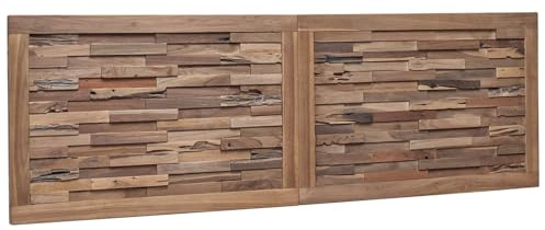 vidaXL Bettkopfteil Natur Massivholz Teak, Schlafzimmer Deko, rustikaler rechteckiger Kopfteil, Wandmontage für gemütliches Ambiente