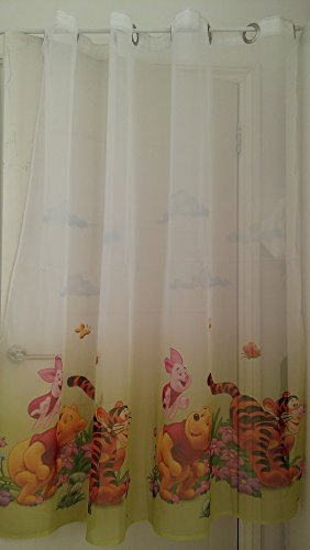 Lot de 2 rideaux de douche Winnie l'Ourson avec œillets - 75 cm de largeur x 150 cm de hauteur