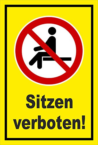 Melis-Folienwerkstatt Schild Sitzen verboten - P018 – 30x20 cm – Aufkleber – mehrere Größen/Materialien