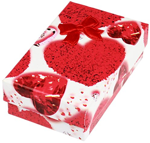 EYS JEWELRY Herzen Schmuck-Etui für Kette mit Anhänger 50 x 80 x 27 mm Kartonage rot Halskette-Box Schachtel Schatulle Geschenk-Verpackung