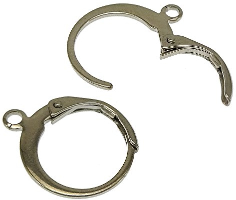 Perlin - 24 Edelstahl 304 Ohrhaken Ring Silberfarbe Ohrstecker Ohrringe Klapp Brisuren Ohrhänger Rund Ohr-Verschluss Klappbügel 14mm