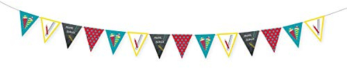 Amscan 9904417 - Wimpelkette My School Start Papier 400 x 19 cm, Banner, Girlande, Partykette