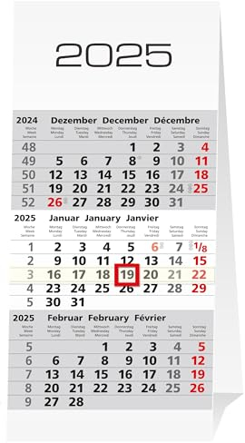 GÜSS Drei-Monats-Tischaufstellkalender Format 10x18,5 cm