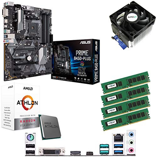 Components4All AMD Athlon 200GE 3.2GHz Dual Core Four Threads CPU, ASUS PRIME B450-Plus Motherboard & 16GB 2133MHz Crucial DDR4 RAM Pre-Built Bundle