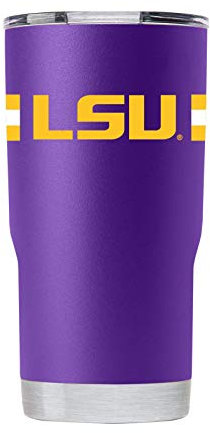 Gametime Sidekicks LSU Tigers Stainless Steel Tumbler Drinkware 20oz - Officially Licensed, Insulated Water Bottle Tumbler - Copper-Lined, Vacuum Double Wall Temperature Efficiency (Purple Striped)