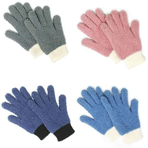 MIG4U 4 Paar Mikrofaser-Handschuhe – Staubhandschuhe für die Hausreinigung – waschbarer Blindreiniger Staubwedel Werkzeug (Blau/Rosa/Grau/Marineblau, S/M)