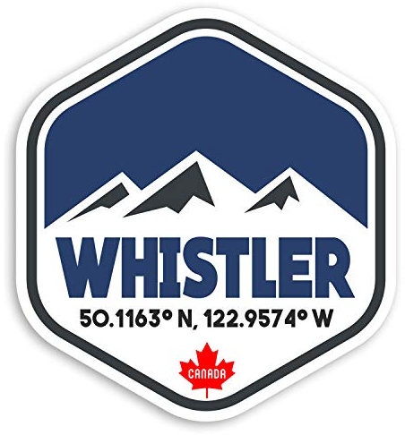 Vinyl-Aufkleber #31228 Whistler Kanada, für Ski, Snowboard, Gepäck, 10 cm, 2 Stück