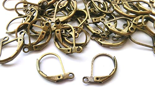 50 Brisuren Klappbrisuren Ohrhaken Farbe Bronze Rohling Ohrringe 16mm mit Klappbügel Metall (Bronze #S649)