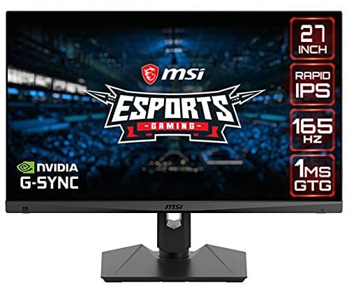 MSI QHD Rapid-IPS Gaming Non-Glare Super Narrow Bezel 1ms 2560 x 1440 165Hz Refresh Rate Adjustable Arm G-Sync Compatible 27” Gaming Monitor (Optix MAG274QRF), Black