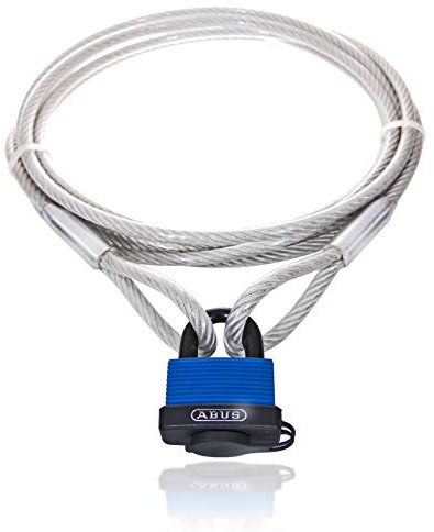 Drahtseile24 Câble à passants en acier gainé avec œillets et cadenas ABUS (1 m – 50 m), Câble antivol, Épaisseur : 3 mm (2 sur 3), Longueur : 50 m