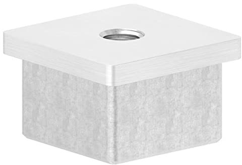Einsteckkappe V4A mit M10 zum Kleben für Rohr 40x40x3,0 mm