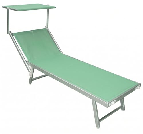 Marvin Lettino Mare Beach In Alluminio Prendisole Reclinabile Giardino Piscina Spiaggia Terrazzo Esterno Portatile Pieghevole Tettuccio Regolabile (Verde)