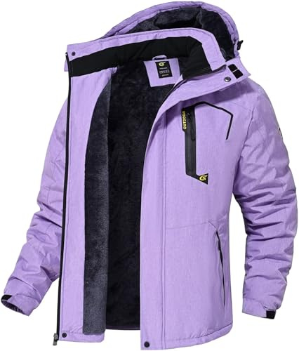 QPNGRP Wasserdichte Ski-Snowboardjacke für Herren, Winter, winddichter Schneemantel, Kation Purple, L