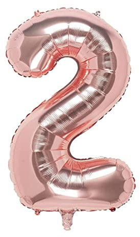 Palloncino Numero Oro Rosa 110 cm Gigante Palloncino Mylar Grande Ideale per Festa Adatto per Elio - Numero 2