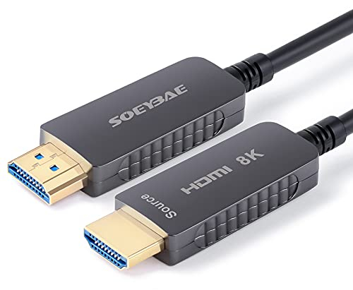 SOEYBAE Cable HDMI Fibra Óptica 100M ，Cable HDMI 2.1 Ultra HD 8K Cable de Fibra HDMI 48Gbps de Alta Velocidad Soporte 8K@60Hz 4K@120Hz 3D DHR eARC