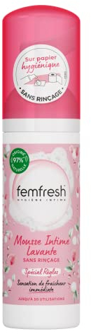 Femfresh - Mousse Intime Lavante, Spécial Règles, Sans Rinçage, Aux Extraits De Rose & Fleur De Coton, 50ml