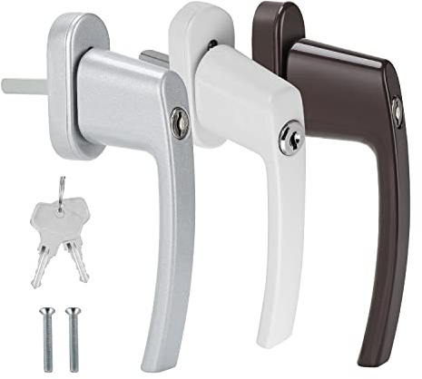 Tubiaz Manilla con cerradura para ventana (aluminio, 16 unidades, con cerradura de 35 mm), color blanco