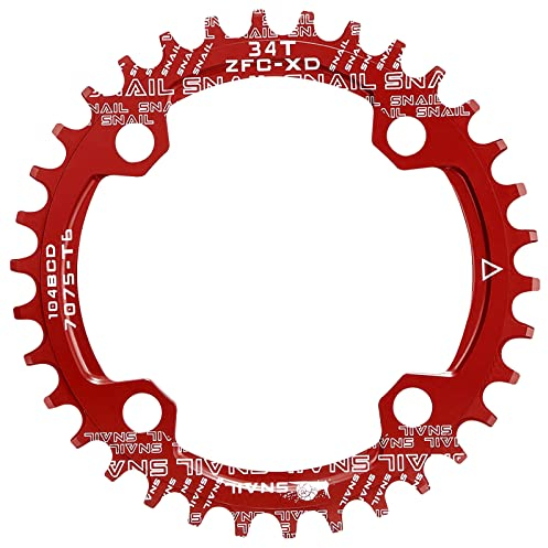 Jane Eyre Platos 32T/34T/36T Bielas BCD 104 mm de Ancho Dientes Estrechos Anillo de manivela para Bicicleta de Carretera, MTB, BMX Bicicleta de montaña Piezas de Servicio para Bicicletas (Rojo 32T)