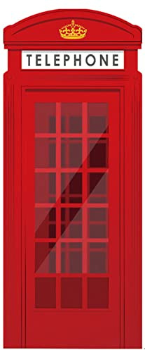 A.Monamour Türtapete Selbstklebend Türfolie Türposter 3D Rote Telefonzelle Vinyl Folie Türdeko Tapete Wandbild Türaufkleber Türtattoo 77x200cm