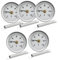 Dasing 5Pcs Set 63mm Pipe Clip-on Dial Thermometer Temperature Round Plate Gauge with Spring,Range 0-120℃, Aluminum Case