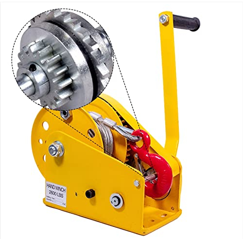 Handseilwinde Klein mit Bremse Wandmontage, Seilwinde Hand Forst, Multifunktion Hissen, Zwei Wege Ratsche 8m/15m/20m/30m(Color:2600lb,Size:20m)