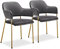 CLIPOP Esszimmerstühle Samt Gepolsterte Küche Freizeit Stühle mit Armlehne und Golden Chrom Beinen, Lounge Empfang Stuhl für Zuhause Wohnzimmer Schlafzimmer (2er Set, Grau)