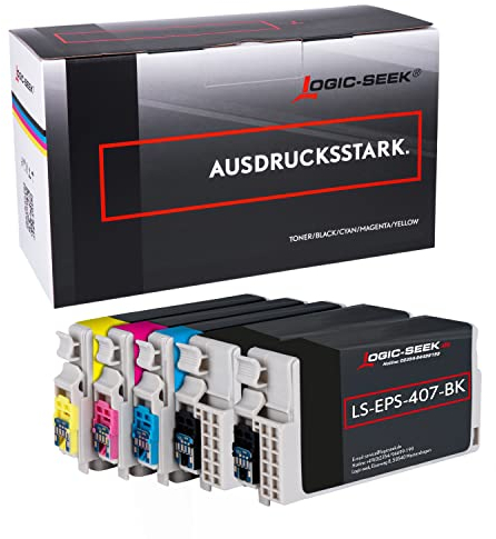 Logic-Seek 5 407 XL Patronen kompatibel für Epson Workforce Pro WF-4745 DTWF (2*BK+CMY-Set)