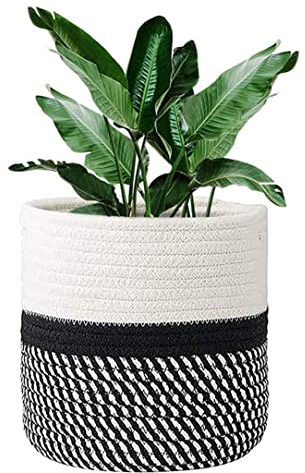 Yililay Panier de Plante en Corde de Coton avec Pots de Rangement pour Plantes d'Intérieur 25 cm