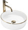 Rea Aufsatzwaschbecken Sami Gold Edge Waschtisch Handwaschbecken Waschschale Waschbecken für Badezimmer aus hochwertiger Keramik 360 mm x 360 mm x 115 mm (weiß)
