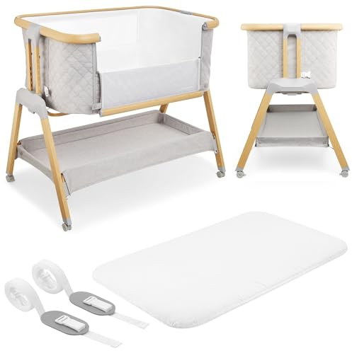 Moby-System Dreemy 3in1 Beistellbett Baby & Reisebett mit Matratze - 7-stufig höhenverstellbar, abnehmbare Seitenwand, 4 Transporträder, für Kinder bis 9 kg