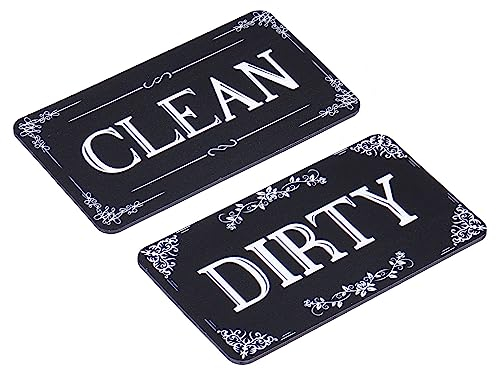 sourcing map Dishwasher Magnet Clean Dirty Sign Rectangle Garland Black-Black Version, Magnetic,Easy To Slide for Dishwasher Kitchen Accessories Indication