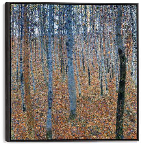 Wallfillers Gustav Klimt - Birch Trees - Beech Grove Framed Canvas Art