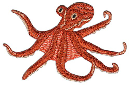 BP BRAUNERT PATCHES Krake Oktopus Tintenfisch Aufnäher zum aufbügeln Bügelbild Aufbügler Bügelflicken Patch Größe 9,5 x 6,6 cm, Orange