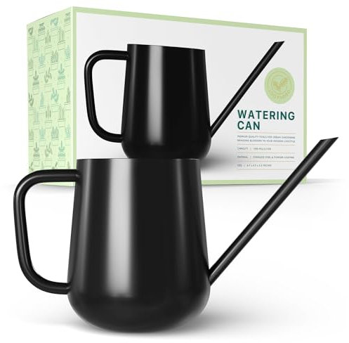 LOOPSEED Metall-Gießkanne für Zimmerpflanzen, Outdoor, Garten, lange Sprossen-Wasserkanne für Sukkulenten, Kräuter, Bonsai, modernes Gartenwerkzeug, 1000 ml, (Dashing Black)