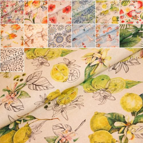 Dekostoffe Bedruckt Meterware - maritimer Stoff, Heimtextilien Blumen, Baumwoll Mischgewebe - Ottomanestoff - Frühlingstoffe *Ab 50cm, Farbe: 027 Zitrone