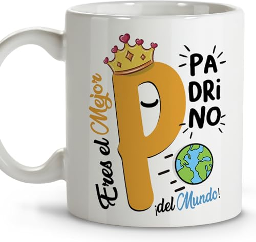 LolaPix Padrino bebe. Tazas originales para regalar. Regalo padrino. Regalos para padrinos. Taza cerámica 330 ml. FBA 2024