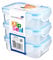 HOMESHOPA Plastic Airtight Food Storage Container, 3 Pack-240ml Leakproof Rectangle Clip-Lock Lid Storage Box, Stackable, BPA Free Reusable Meal Prep Lunch Box, Microwave Freezer & Dishwasher Safe