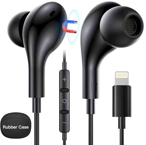 Auriculares para iPhone, Cascos para iPhone Auriculares con Cable y Microfono Control de Volumen Auriculares