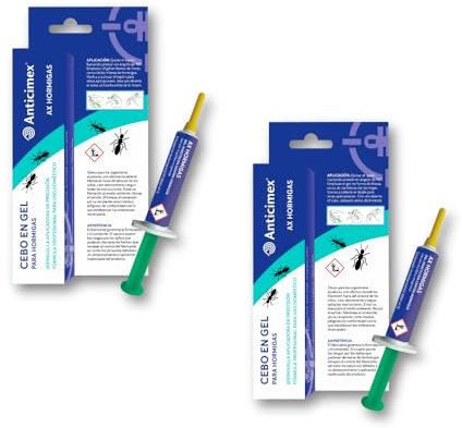 ANTICIMEX Pack 2 Gel Mata Hormigas 10g Trampa Hormigas Cebo Interior y Exterior | Jeringuilla Hormigas Apto para Todo Tipo de Hormigas | Gel Hormigas Efectivo y Duradero | Matar Hormigas en casa
