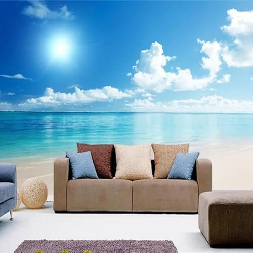 Custom 3D Wallpaper Nature Mural Seaside Scenery Sunshine Beach Water Mural Wallpaper,430cmX300cm