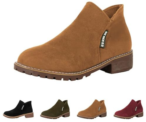 Generico Tronchetti Donna Tacco Basso, Stivaletti Donna Autunno Casual Eleganti, Scarponcino Impermeabile Tronchetti Morbidi Stivali Alla Moda da Donna Bassi, Stivali Chelsea Donna
