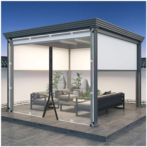 Tende trasparenti impermeabili con cerniera per pergola, gazebo, patio, copertura esterna resistente con occhielli, 5 x 2 m