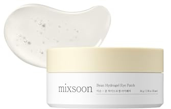 mixsoon Bean Hydrogel Eye Patch 60ea | Triple Bean Protein & Vitamin C for Dark Circles, Wrinkles & Puffiness, Cooling Under Eye Mask & Smile line care