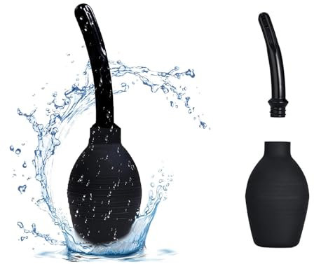 dinghaole 310ML Anal Douche Enema Bulb Vaginal Douche Enema Cleaner, Silicone Washing Cleaning Douche Kit, Comfortable Washing Cleaning Enema Douche Kit (Black)