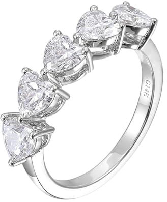 Bishilin Eheringe Weißgold 750 Damen, Hochzeit Ringe Herzen mit 2.5ct Moissanit Trauring Verlobungsring für Frauen Gr.61 (19.4)
