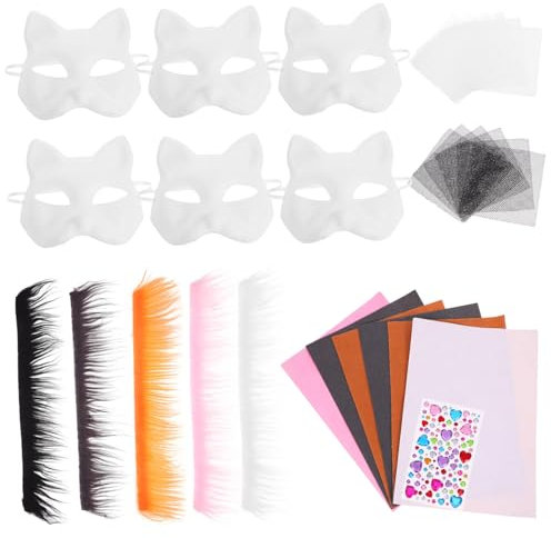 PRETYZOOM 1 Satz Katzenmasken-Set Filzmasken minihaus hundehütte Make-up-Masken Augenmaske für Damen orangefarbene Masken Katzenmaske Set DIY-Masken-Set DIY-Versorgung Maskenbasis Papier