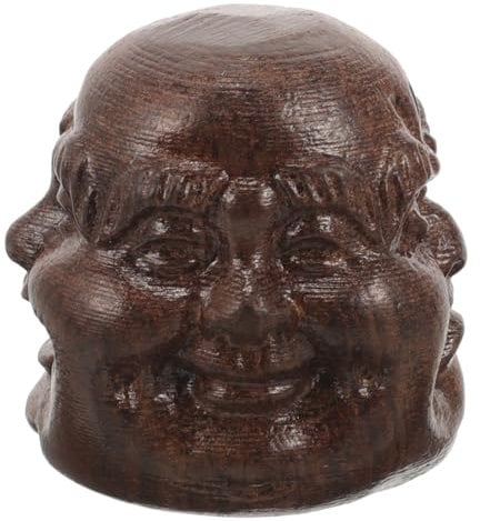 Alipis Wood Buddha Head Statue Carved from Black Ebony and Agarwood Buddha Head Figurine for Home Decor and Meditation Wooden Sculpture Ornament